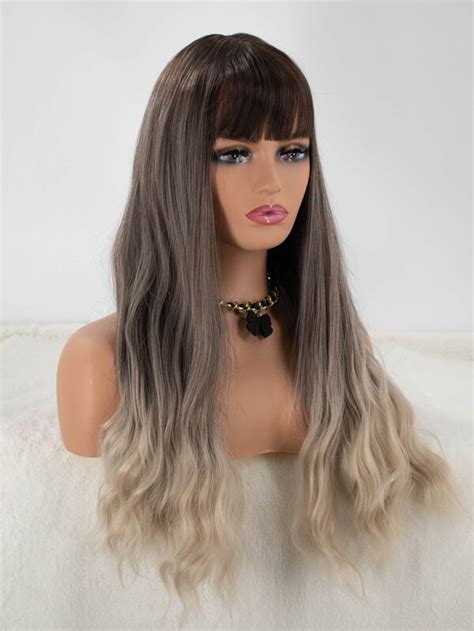 Ombre Long Curly Wig With Bangs Shein Usa