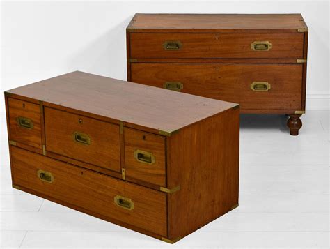 Brass Bound And Mahogany Campaign Chest Of Drawers 19th Century For Sale