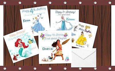 Personalised Handmade Disney Princess Birthday Card Any Age Or Name