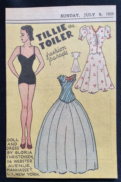 Tillie The Toiler Sunday Funnies Paper Doll 1939 Uncut Newspaper