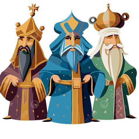 Three Wise Men Vector, Sticker Clipart Three Wise Men Dressed Up In ...