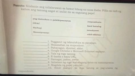 Panuto Kilalanin Ang Inilalarawan Sa Bawat Studyx