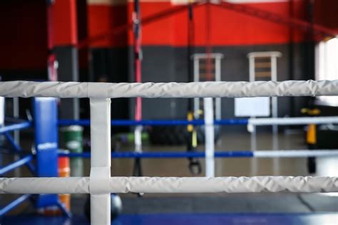 Premium Photo View Of Empty Boxing Ring In Gym