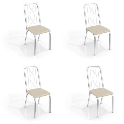 Conjunto Cadeiras De Cozinha Viena Cromado E Nude Leroy Merlin