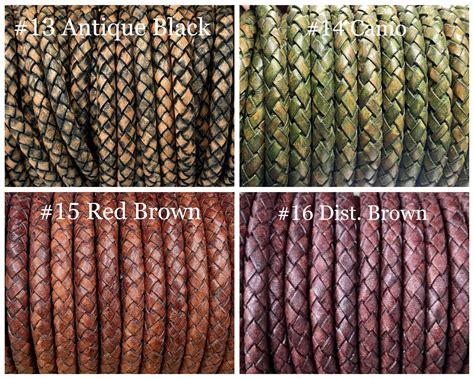 Mm Bolo Braided Leather Cord Colors By The Yard Distressed