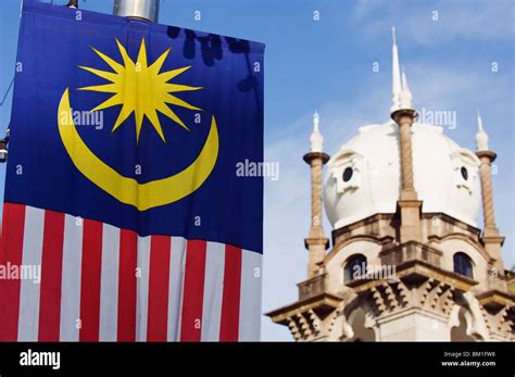 Malaysian Flag And Old KL Railway Station Kuala Lumpur Malaysia