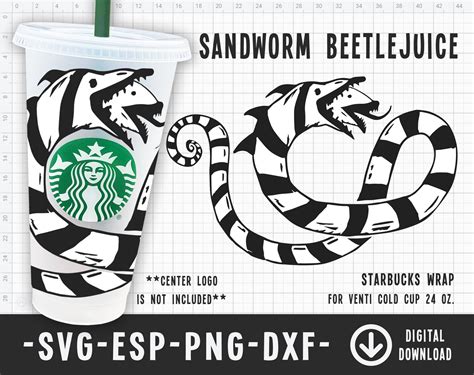 Sandworm Beetlejuice Starbucks Cold Cup Svg Full Wrap Para Etsy