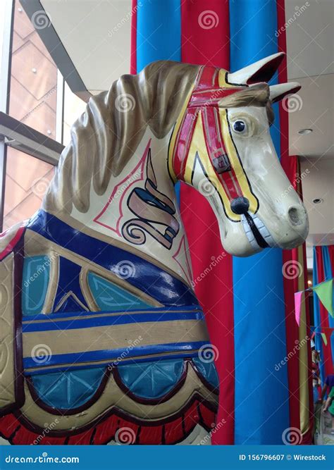 Vertical Closeup Shot Of Colorful Carousel Horse Stock Image Image Of