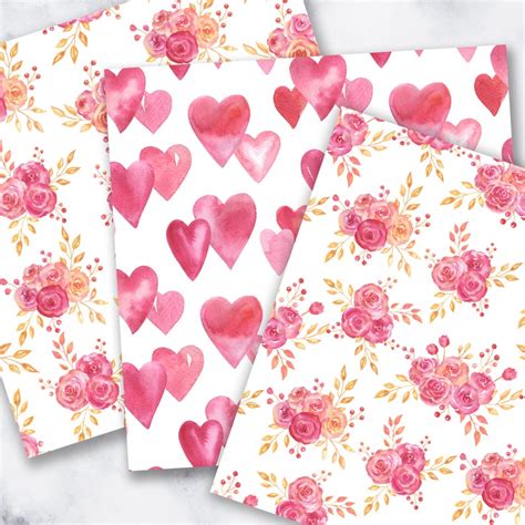 D A De San Valent N Papel Digital Amor Y Papel Rom Ntico Etsy