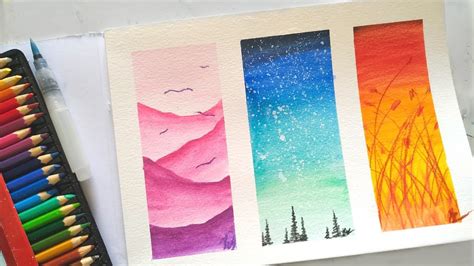 Bookmarks Using Watercolor Pencils Tutorial For Beginners YouTube