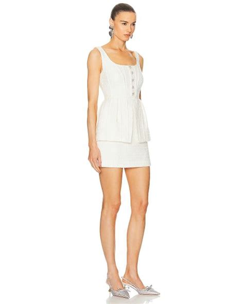 Self Portrait Boucle Peplum Mini Dress In White Lyst