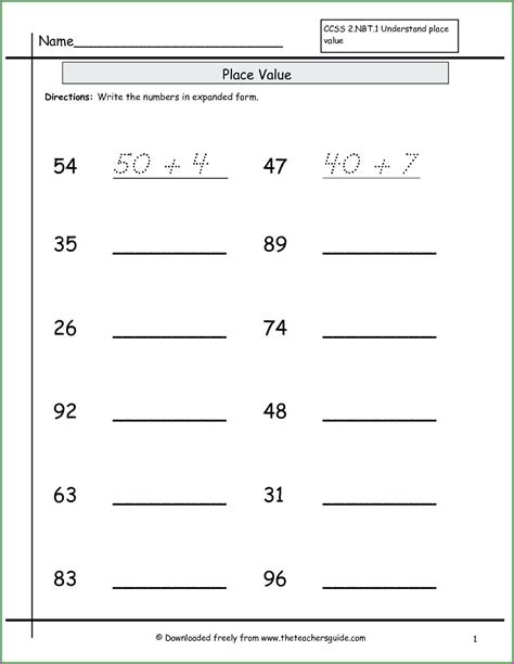 Math Expanded Form Worksheets - Printable Computer Tools