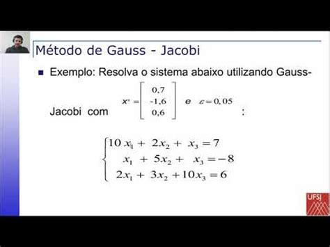 Sistemas Lineares Aula M Todos Iterativos Gauss Jacobi