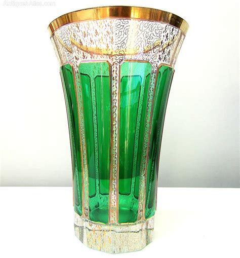 Antiques Atlas Large Bohemian Panel Cut And Gilded Glass Vase