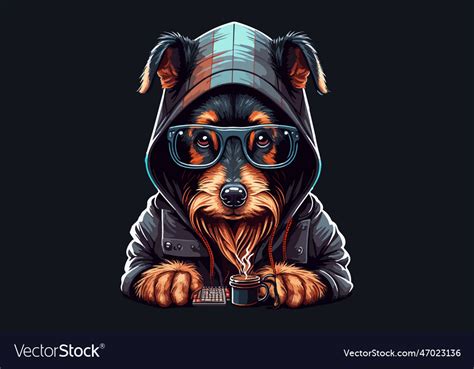 Dog hacker Royalty Free Vector Image - VectorStock