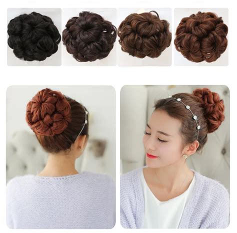 1pcs Synthetic Curly Hair Bun Chignon Bun Hairpiece Wave Drawstring Clip In On Big Updo Cover