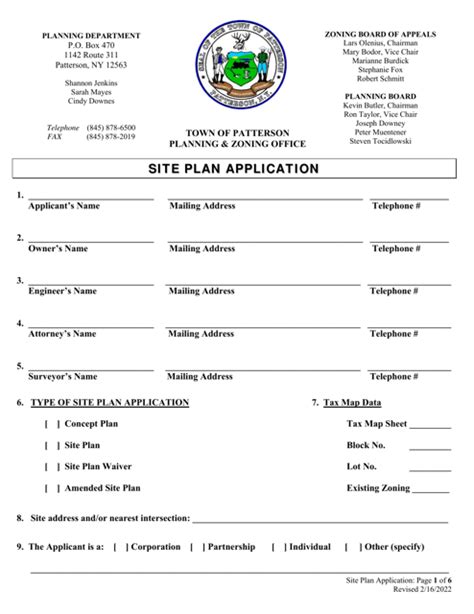 Town Of Patterson New York Site Plan Application Fill Out Sign