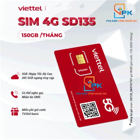 Sim 4G data Viettel 5GB Ngày trọn gói 1 năm phukiencongnghe365