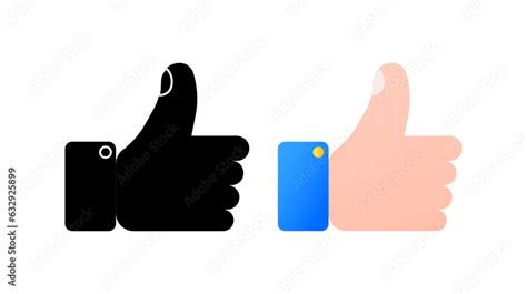 Like icon. Different styles, color, thumbs up, like emoji. Vector icons ...