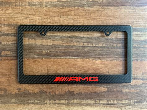 Carbon Fiber License Plate Frame Matte Finish W Amg Logo Any Etsy