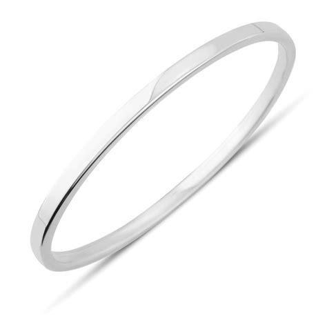 Ct White Gold Oval Hinged Solid Bangle Tb Mitchell Bracelets Tb