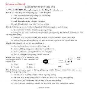 Đề cương trắc nghiệm ôn tập học kì I Vật lí lớp 74784