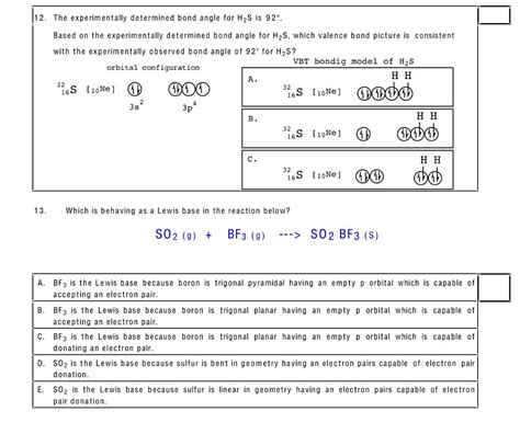 Solved 112. The experimentally determined bond angle for H2S | Chegg.com