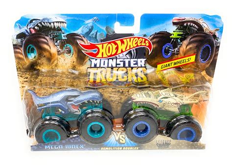 Hot Wheels Monster Trucks 2 Pack Mega Wrex Vs Leopard Shark Nozlen Toys