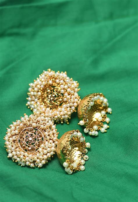 Buy Mominos Fashion Johar Kamal Gold Plated And Bead Party Wear Jhumka