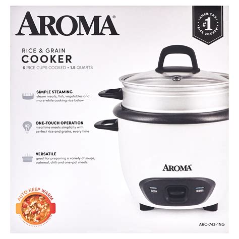 Aroma® 6 Cup Cooked 15qt Rice And Grain Cooker White New Arc 743