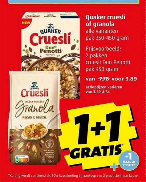 Quaker Cruesli Of Granola Aanbieding Bij Boni