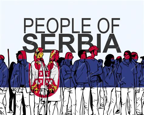 Premium Vector | People of serbia with flag silhouette of many people ...