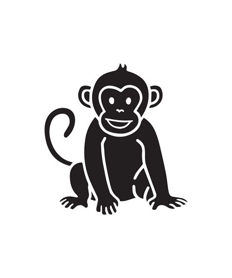 monkey silhouette. black monkey isolated on white background 46268330 ...