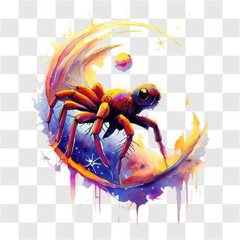 Download Colorful Spider on the Moon PNGs Online - Creative Fabrica