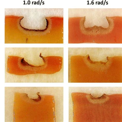 Cross-sectional images of ablated tissue at various surgical conditions ...