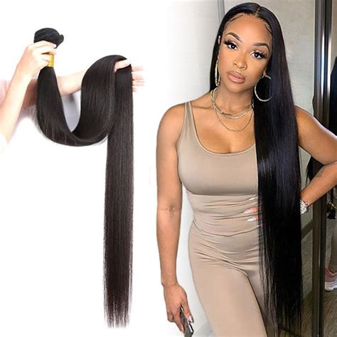 30 32 34 36 38 40 Inch Brazilian Body Wave Straight Hair Bundles 100