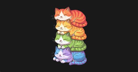 Kawaii Cat Pile LGBT Gay Pride Flag Kittens Kawaii Cat Pile Lgbt Gay Pride Flag T Shirt
