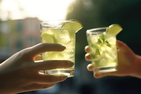 Premium Ai Image Close Up Of Female Hands Holding Glasses Of Cocktail