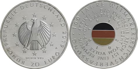 Bundesrepublik Deutschland 20 Euro 2019 A 100 Jahre Weimarer Verfassung