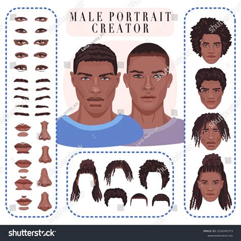 Male Face Generator Realistic Portrait Handsome Stock Vector (Royalty ...