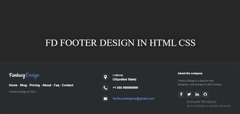 HTML Footer Template | Simple Html Templates | FantacyDesigns