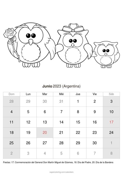 Calendario Junio 2023 Para Imprimir Argentina