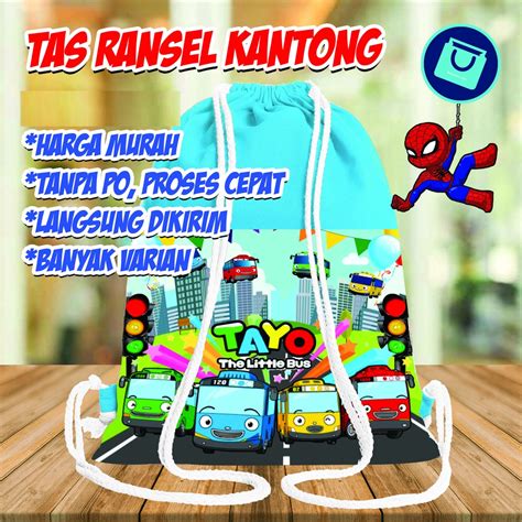 Jual Tas Ultah Ransel Serut Souvenir Ulang Tahun Anak Model Kantong