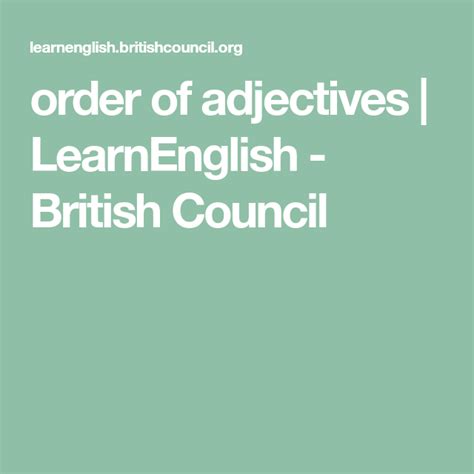 Order Of Adjectives LearnEnglish British Council Adjectives