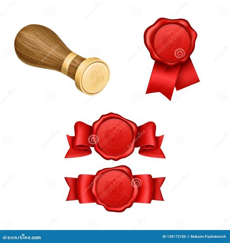 Wax Sealing And Royal Stamp Realistic Vector Stock Vector