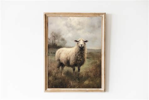 Sheep Painting, Vintage Sheep Oil Painting, Farmhouse PRINTABLE Wall ...