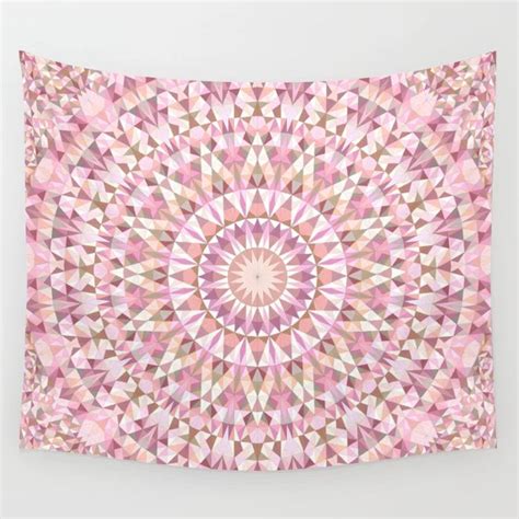 Light Pink Triangle Mandala Wall Tapestry Tapestry Wall Tapestry