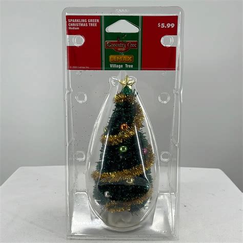 Lemax Christmas Village Sparkling Green Christmas Tree – blackcatthriftco