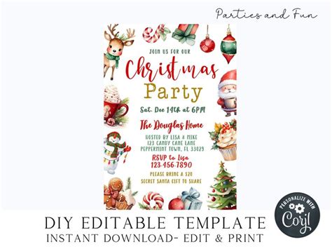 Christmas Party Invitation Christmas Party Invite Christmas - Etsy in ...