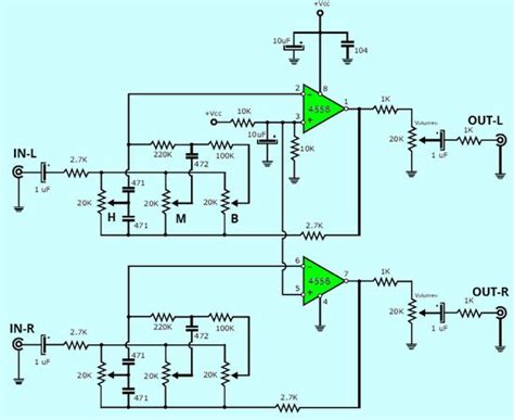 Stereo Tone Controlled 12V Amplifier Circuit with TDA2003 4558